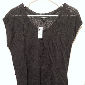 Express Sheer Black Lace Sleeveless Top